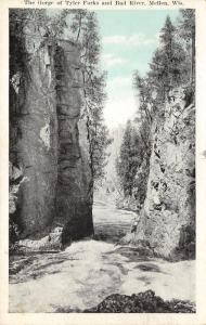 Mellen Wisconsin~Gorge of Tyler Forks & Bad River View~1920s Postcard