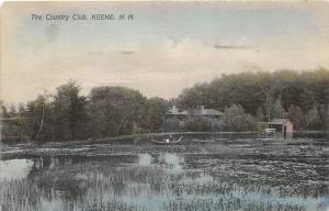 Keene New Hampshire~Country Club House~Man in Canoe on Lake~1908 Postcard