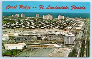 FORT LAUDERDALE, Florida FL ~ Aerial CORAL RIDGE SHOPPING CENTER Mall Postcard