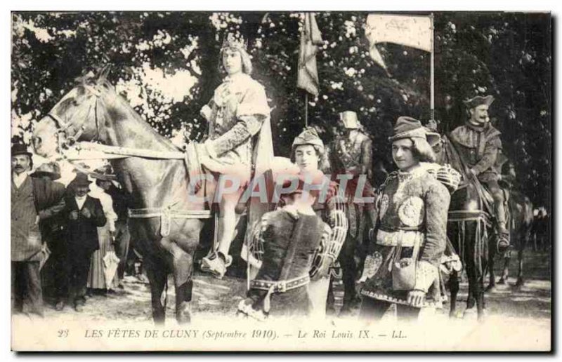 Old Postcard The festivals of Cluny (September 1910) King Louis IX
