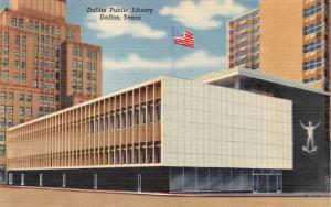 DALLAS, TX Texas     PUBLIC LIBRARY     c1940's Curteich Linen Postcard