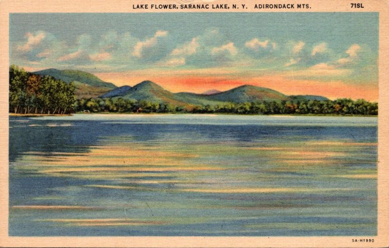 New York Adirondacks Saranac Lake Lake Flower Curteich