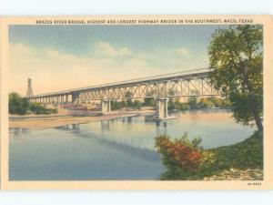 Unused Linen BRIDGE SCENE Waco Texas TX d4046