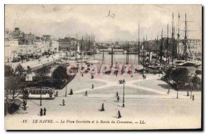 Old Postcard Le Havre Place Gambetta and the Commerce Basin
