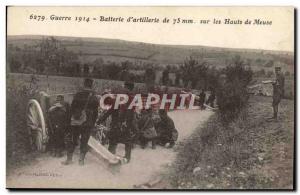 Old Postcard Army Battery d & # 39artillerie 75 mm on the high Meuse