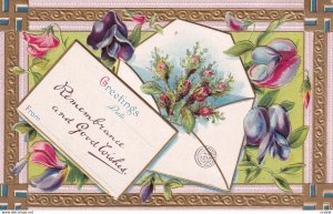 GREETINGS, 1900-10s; Card & Envelope, Flowers, Swastikas