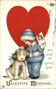 Mary Evans Price Valentine Little Girl and Dog Stecher 517E Vintage Postcard