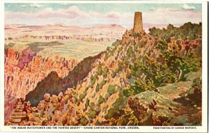 Fred Harvey Indian Watchtower, Desert Artist Gunnar Widforss Vtg Postcard J21