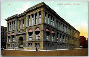 Public Library Chicago Illinois IL Building Cross Streets Postcard