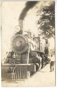 Central Road NH Engine #10 Baldwin Locomotive Train Real Photo Postcard