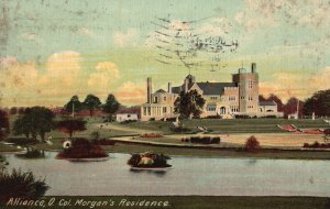 Vintage Postcard Colonel Morgan's Residence House Lake Grounds Alliance Ohio OH