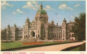 Vintage Postcard The Parliament Buildings Victoria British Columbia Canada CAN