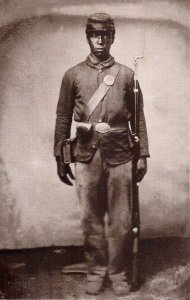 BLACK AMERICANA Civil War Soldier, Propaganda Poster for USCT, 1863 Military