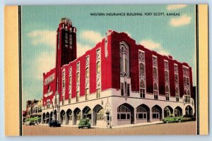 Fort Scott Kansas KS Postcard Western Insurance Building c1940 Vintage Antique