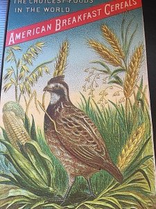 American Breakfast Cereals Ad Card, ABC White Wheat & ABC White Oats.