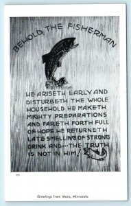 Greetings from MORA, MINNESOTA Behold the Fisherman Poem ca 1950s  Postcard
