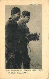 Postcard 1920s Austria Chimney Sweep occupation 10 Heller Stamp 23-10390