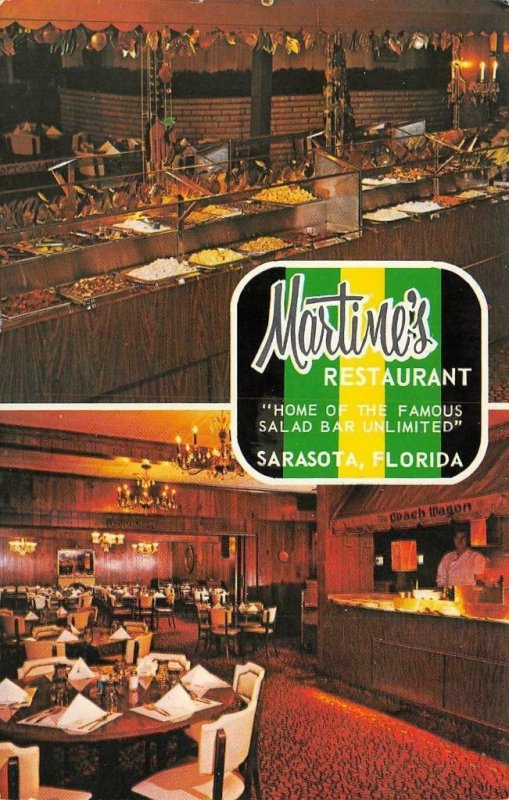 SARASOTA, FL Florida  MARTINE'S RESTAURANT  Buffet~Interior  ROADSIDE  Postcard