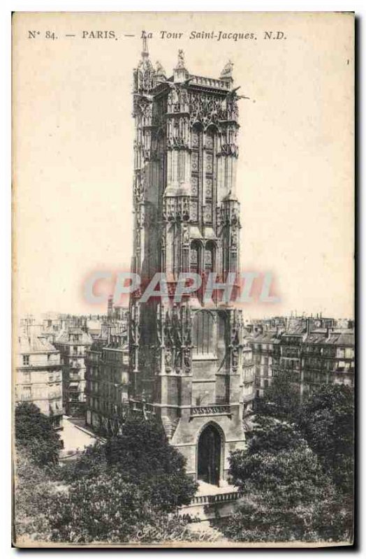 Old Postcard Paris La Tour Saint Jacques