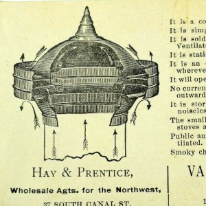 Van Allen & Brown, Globe Ventilators, Chimney Caps Hay & Prentice Card P73