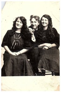 RPPC Postcard Portrait of Three People Sitting on Chairs