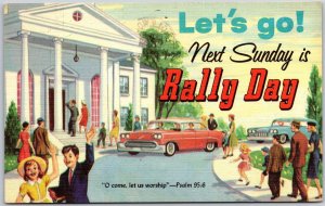 1961 Church Rally Day Red Corvette Convertible Psalm 95:6 Posted Postcard