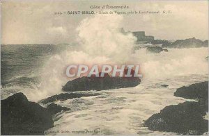 Postcard Old Saint Malo Study of Waves near Fort National