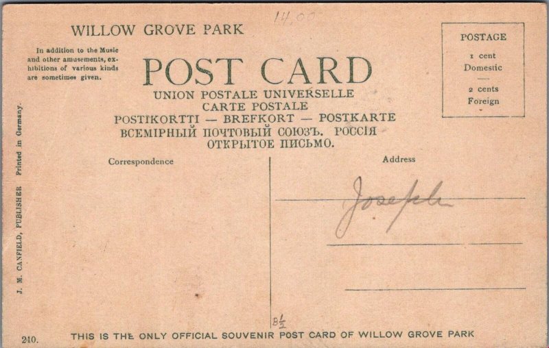 Postcard Air Ship Zeppelin Flight Willow Grove Park PA