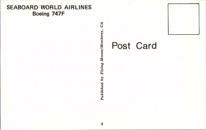 Seaboard World Airlines Boeing 747F Airplane Mid-Flight Postcard