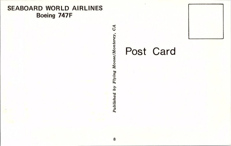 Seaboard World Airlines Boeing 747F Airplane Mid-Flight Postcard