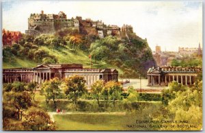 Edinburgh Castle And National Gallery Of Scotland United Kingdom Postcard