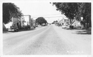 J2/ Mesick RPPC Postcard c1940s Main Street Stores Automobiles 194