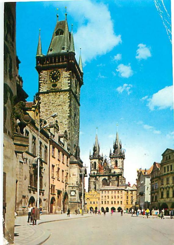 Praha Chechoslavicka Ceskoslovensko Dtreet Scene Tower   Postcard  # 8110