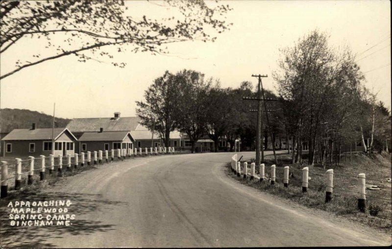 Bingham Maine ME Approaching Maplewood Spring Camp Real Photo Postcard