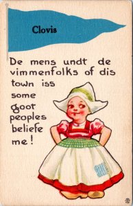 Postcard NM Clovis Pennant Dutch Girl De mens undt de vimmenfolks of dis town