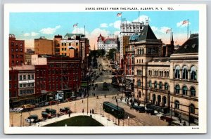 Albany New York~State Street From SUNY Plaza~Old Post Office~Vintage Postcard