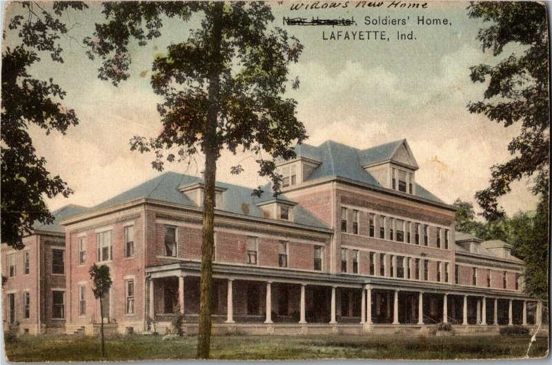 View of Soldiers Home, Lafayette IN Vintage Postcard V39