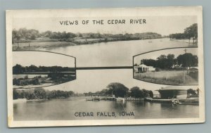 CEDAR FALLS IA VIEWS OF CEDAR RIVER VINTAGE REAL PHOTO POSTCARD RPPC