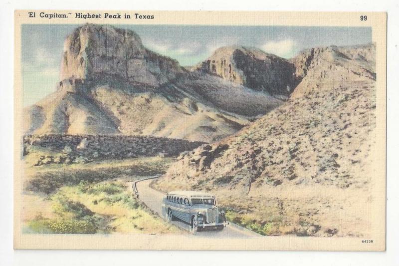 Texas El Capitan Signal & Guadalope Peaks Vintage 1950 Linen