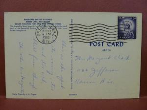 Old Postcard WI Green Lake American Baptist Assembly