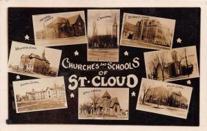 ST CLOUD MINNESOTA CHURCHES & SCHOOLS~REAL PHOTO POSTCARD 1910