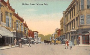 Macon Missouri Rollins Street Coats & Fur Store Vintage Postcard U3283