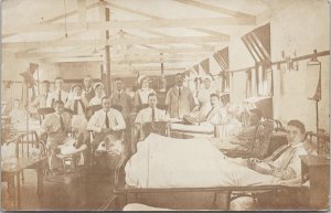 Hospital Wounded Soldiers Nurses E.C. Cook London England RPPC Postcard E98