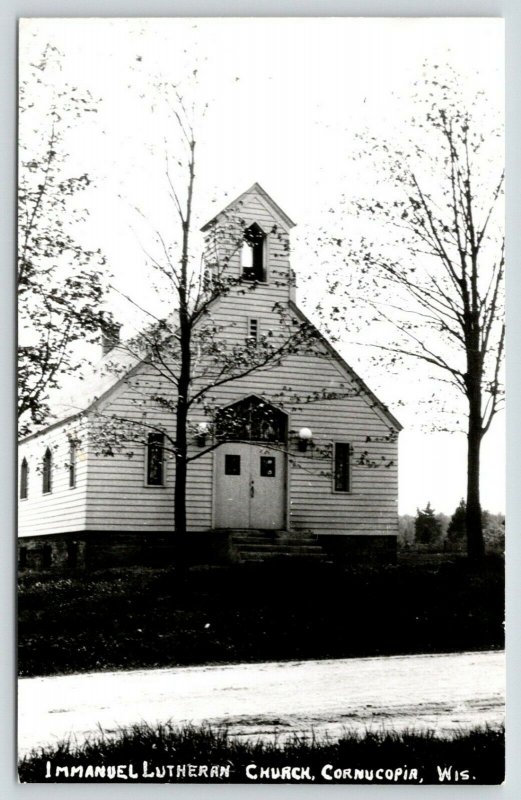 Cornucopia Wisconsin~Immanuel Lutheran Church~Open Belfry~Dirt Road~1968 RPPC 