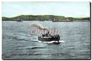 Old Postcard Army Rowboat Steam Boat Sailors