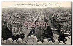 Paris Old Postcard Champs Elysees taken from the & # 39arc triumph of & # 39e...