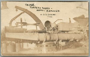 US NAVY USS SHAW TRIPLE TORPEDO TUBES ANTIQUE REAL PHOTO POSTCARD RPPC