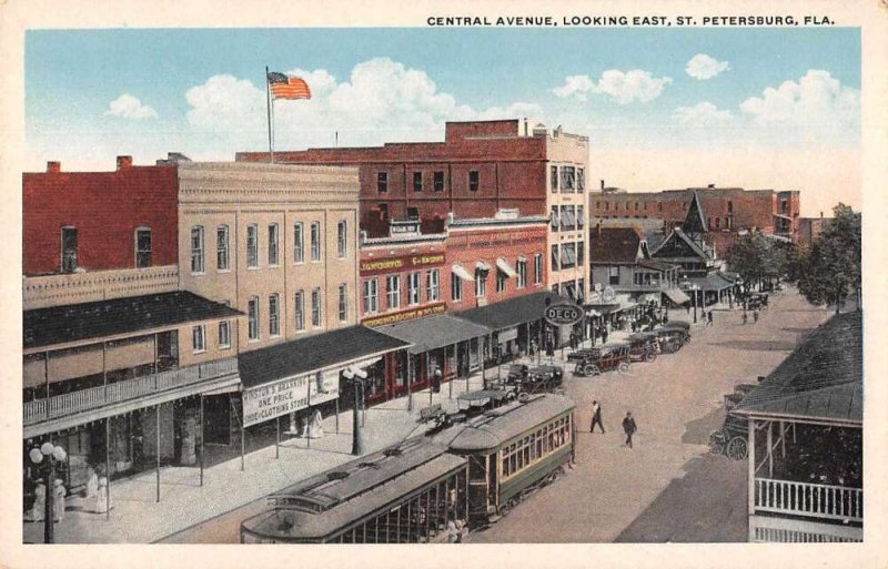 St Petersburg Florida Central Avenue Looking East Vintage Postcard AA11567