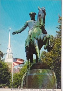 Massachusetts Boston Paul Revere Statue and Old North Church