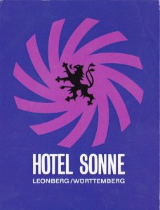 Germany Leonberg Hotel Sonne Vintage Luggage Label sk3761